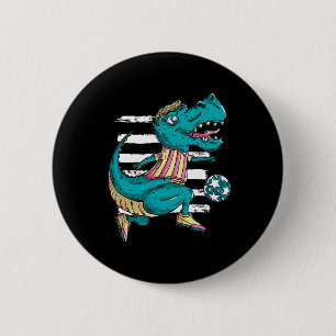 T-rex Dinosaur Plays Soccer - Trex Design 6 Cm Round Badge