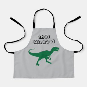 T-rex dinosaur print custom name apron