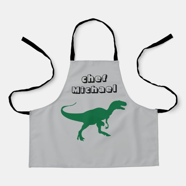 T-rex dinosaur print custom name  apron (Front)