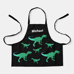T-rex dinosaur print custom name apron