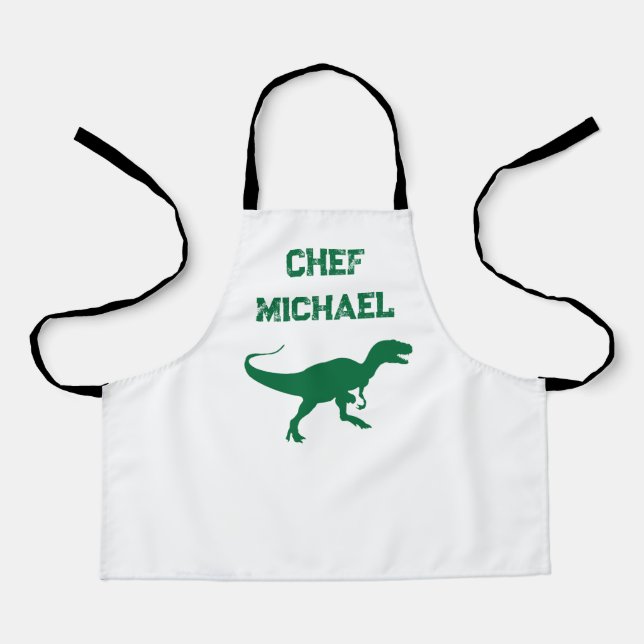 T-rex dinosaur print custom name  apron (Front)