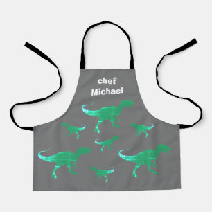 T-rex dinosaur print custom name apron