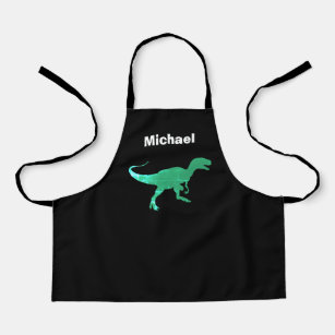 T-rex dinosaur print custom name  apron