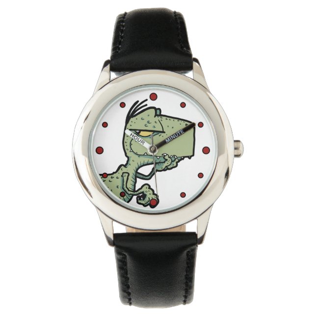 T-Rex Dinosaur Red Green Cartoon Kids Watch (Front)