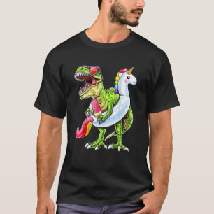 T-Rex Dinosaur Riding Unicorn Float Pool Party Fun T-Shirt