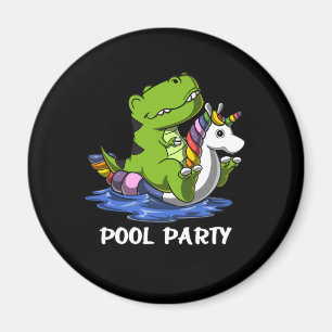 T-Rex Dinosaur Riding Unicorn Float Pool Party Magnet