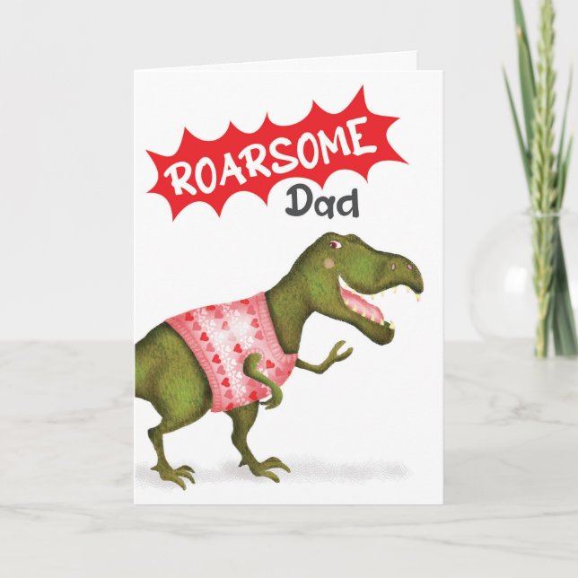 T.rex dinosaur 'Roarsome Dad' Father's Day card (Front)