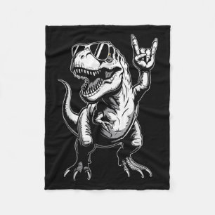 T-rex Dinosaur Rock Music Funny Music Men Woman Ki Fleece Blanket