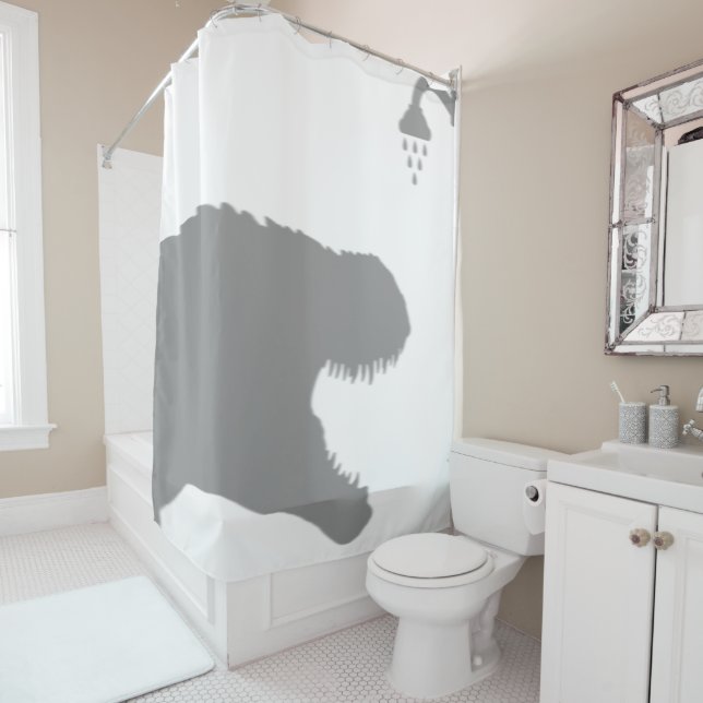 T-Rex Dinosaur Shadow Silhouette Funny Head Shower Curtain (In Situ)