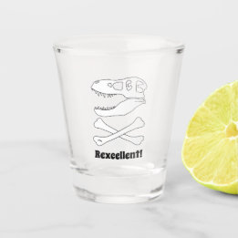 T. rex Dinosaur Skull Pirate Flag Shot Glass