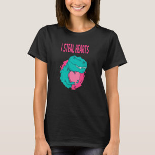 T Rex Dinosaur Stiehlt Hearts Love Valentine's Day T-Shirt
