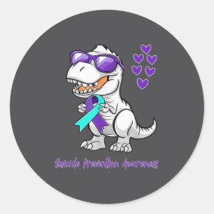 T-rex Dinosaur Suicide Prevention Awareness Day Di Classic Round Sticker