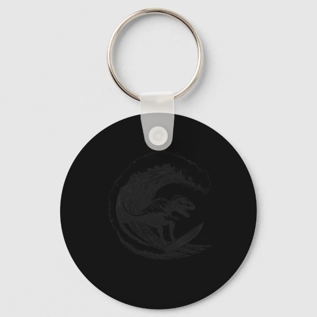 T-rex Dinosaur Surfing Surf Surfboard Surfer  Key Ring (Front)