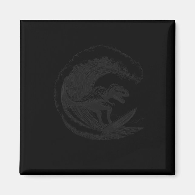 T-rex Dinosaur Surfing Surf Surfboard Surfer  Magnet (Front)