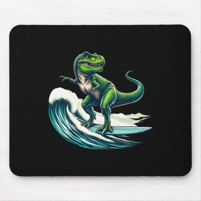 T-rex Dinosaur Surfing Surfer Surfboard Gift For M Mouse Mat (Front)