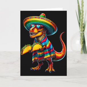 T-rex dinosaur taco lover cinco de mayo sombrero card