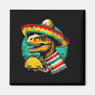 T-rex dinosaur taco lover cinco de mayo sombrero magnet