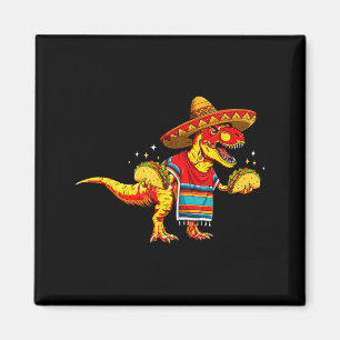 T-rex dinosaur taco lover cinco de mayo sombrero magnet