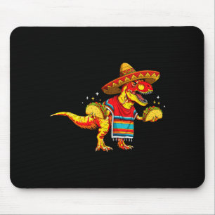 T-rex dinosaur taco lover cinco de mayo sombrero mouse mat