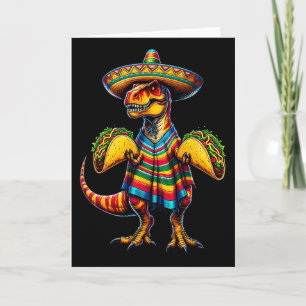 T-rex Dinosaur Taco Lover Cinco De Mayo Sombrero P Card