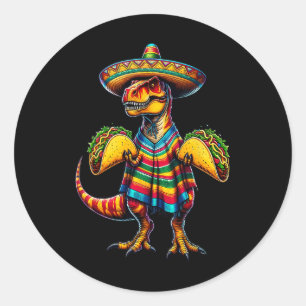 T-rex Dinosaur Taco Lover Cinco De Mayo Sombrero P Classic Round Sticker