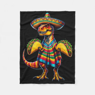 T-rex Dinosaur Taco Lover Cinco De Mayo Sombrero P Fleece Blanket