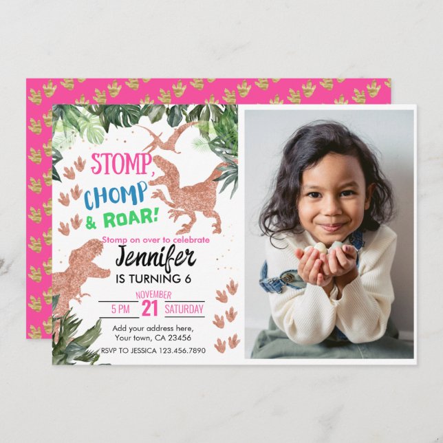 T-Rex Dinosaur Theme  Invitation (Front/Back)