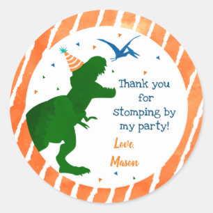 T-rex Dinosaur Three Rex Party Favour Stickers 