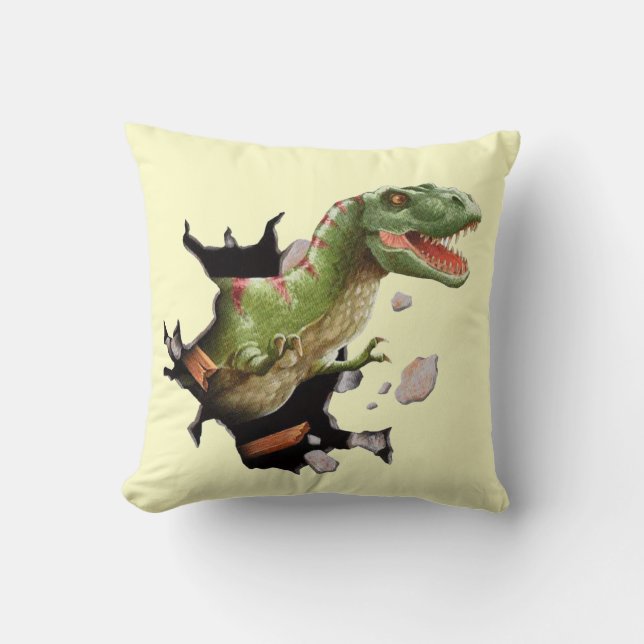 T-Rex Dinosaur Throw Pillow Home Decor (Front)