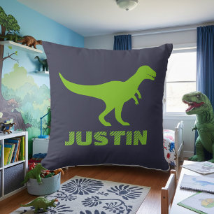 T Rex dinosaur throw pillow personalised for kids