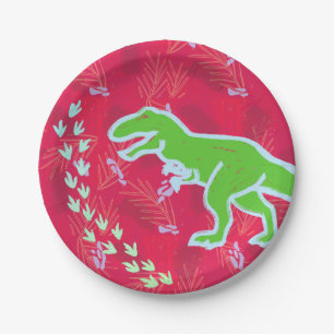 T-Rex Dinosaur Tracks Jurassic Paper Plate