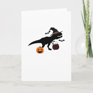T-Rex Dinosaur Witch Halloween Funny Gift Card