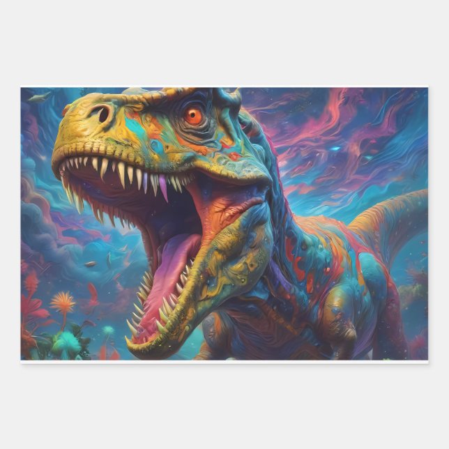 T-Rex Dinosaur  Wrapping Paper Sheet (Front)