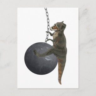 T-Rex Dinosaur Wrecking Ball Postcard