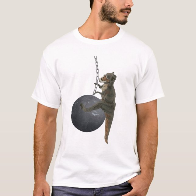 T-Rex Dinosaur Wrecking Ball T-Shirt (Front)