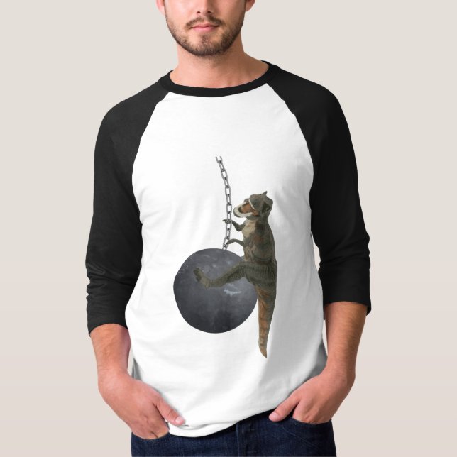 T-Rex Dinosaur Wrecking Ball T-Shirt (Front)