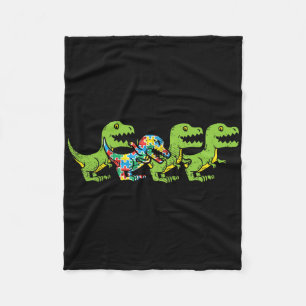 T-rex Dinosaurs Puzzle Dino Autism Awareness Asl B Fleece Blanket