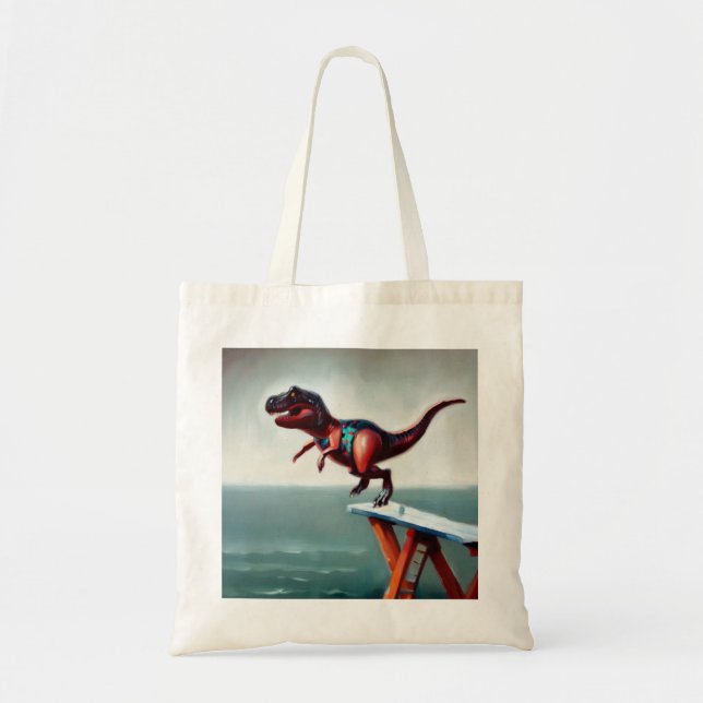 T Rex diving Tote Bag (Front)