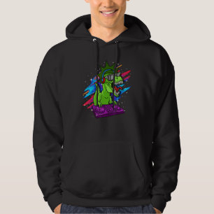 T-Rex DJ Dinosaur Producer Dino Retro House Techno Hoodie