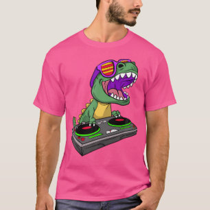 T-Rex Dj Party Club Disc Jockey Dinosaur Dino Edm T-Shirt