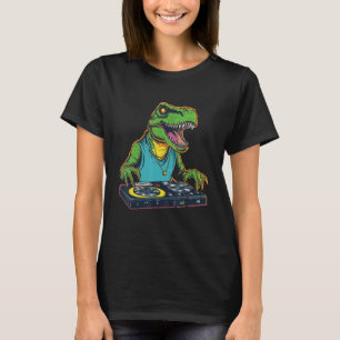 T Rex DJ Party EDM Dance Club Dino Disk Jockey Din T-Shirt