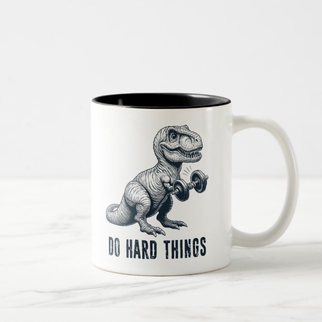 T-Rex Do Hard Things Two-Tone Coffee Mug (Right)