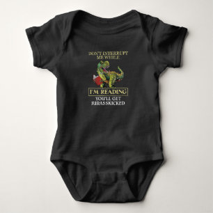 T Rex Don't Interrupt Me While I'm Reading Books Baby Bodysuit