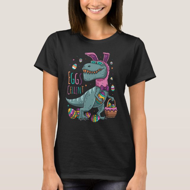 T Rex Easter Bunny Eggscellent Stuffers Easter Bas T-Shirt (Front)