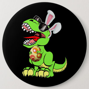 T Rex Easter Bunny Funny Dinosaur Boys Basket Stuf 6 Cm Round Badge