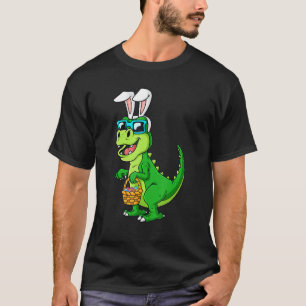 T Rex Easter Bunny With Eggs Basket Funny Dinosaur T-Shirt