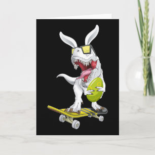 T Rex Easter Dinosaur Bunny Holding An Egg And Ska Card