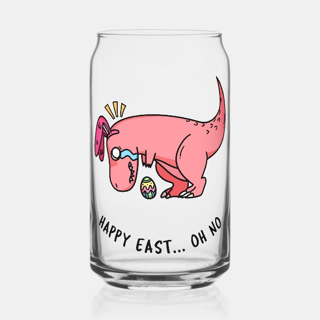 T-Rex Easter Struggle Can Glass (Front)