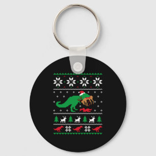 T Rex Eating Reindeer Funny Dinosaur Christmas Ugl Key Ring