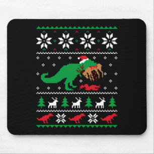 T Rex Eating Reindeer Funny Dinosaur Christmas Ugl Mouse Mat